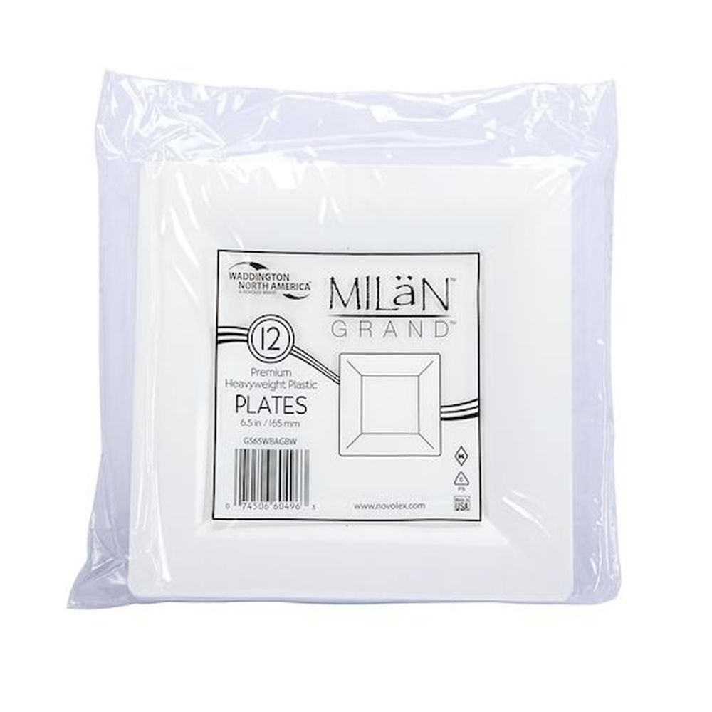 Wna Milan Grand 6.5 Inch White Premium Heavyweight Plastic Plate, 12 Count -- 14 Per Case