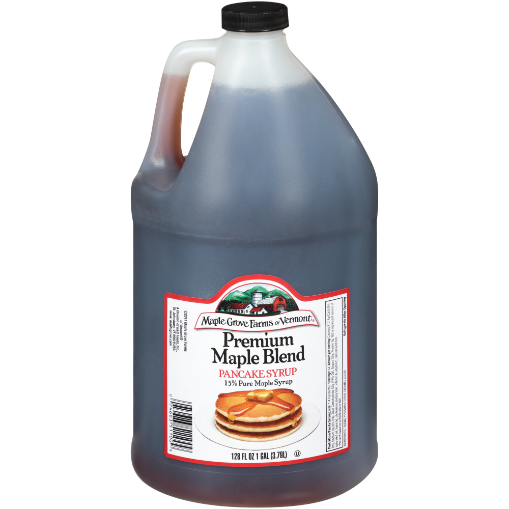 Maple Grove Farms 15 Percent Pure Premium Maple Blend Pancake Syrup, 1 Gallon -- 4 Per Case