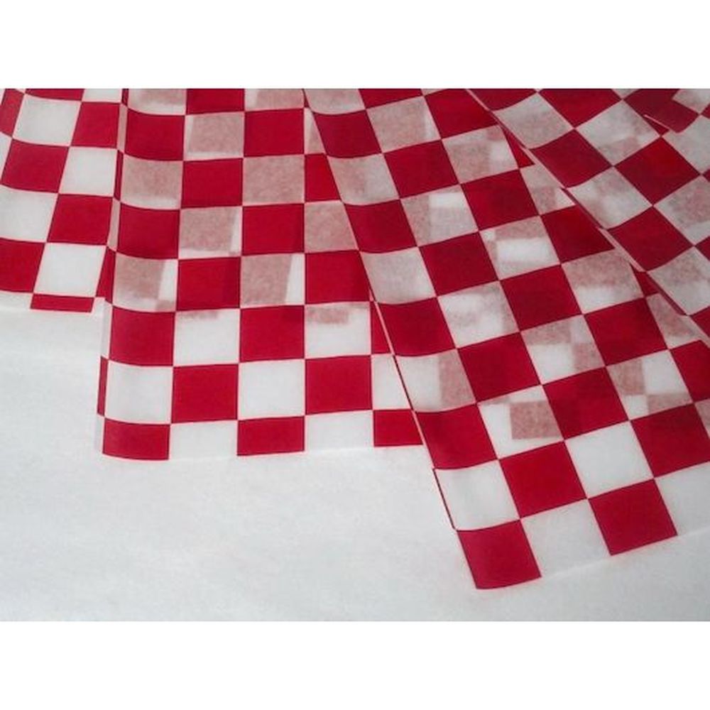 Durable Packaging Red Checkered Wax Sheet, 1000 Count -- 5 Per Case