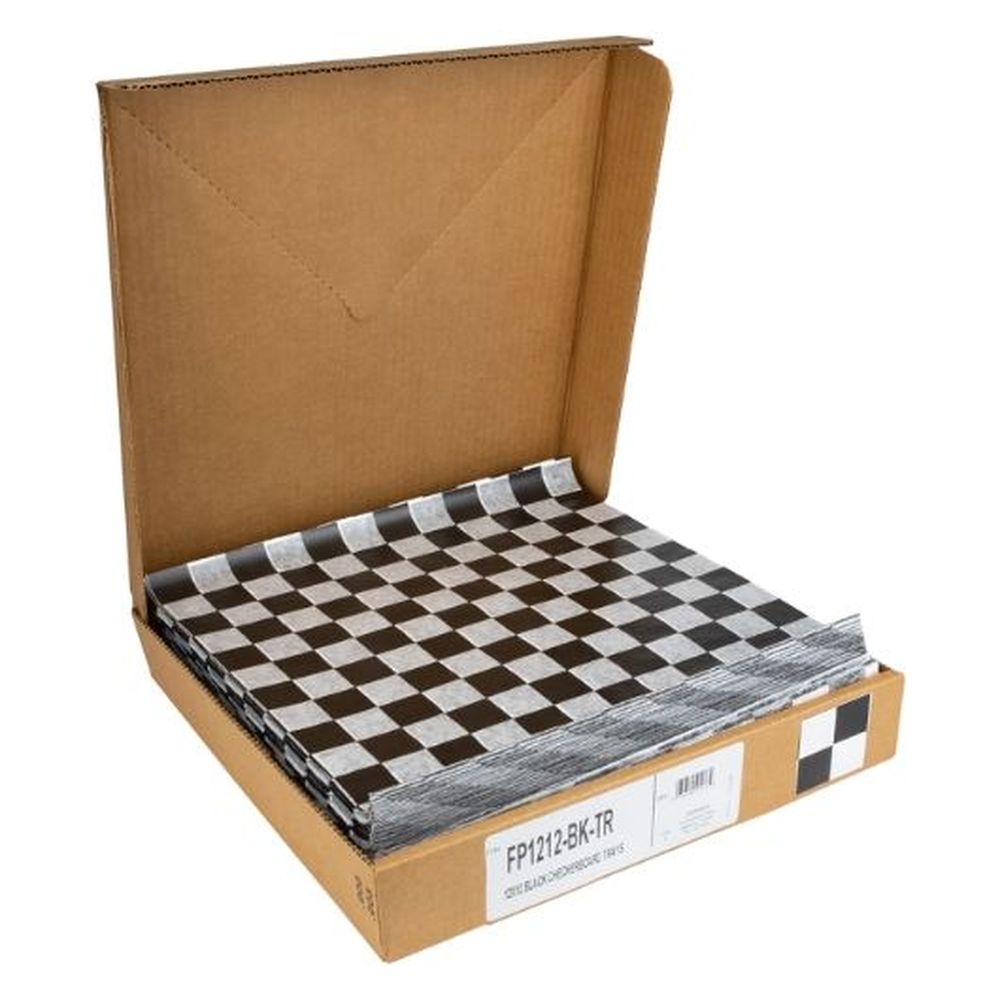 Durable Packaging Black Checkered Wax Sheet, 1000 Count -- 5 Per Case