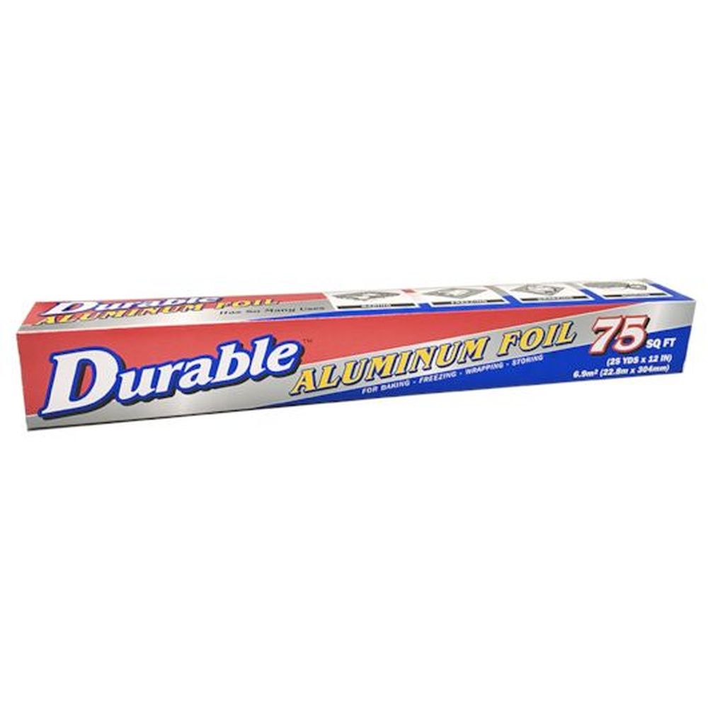 Durable Packaging 12 Inch X 75 Feet Aluminum Foil Roll, 35 Count