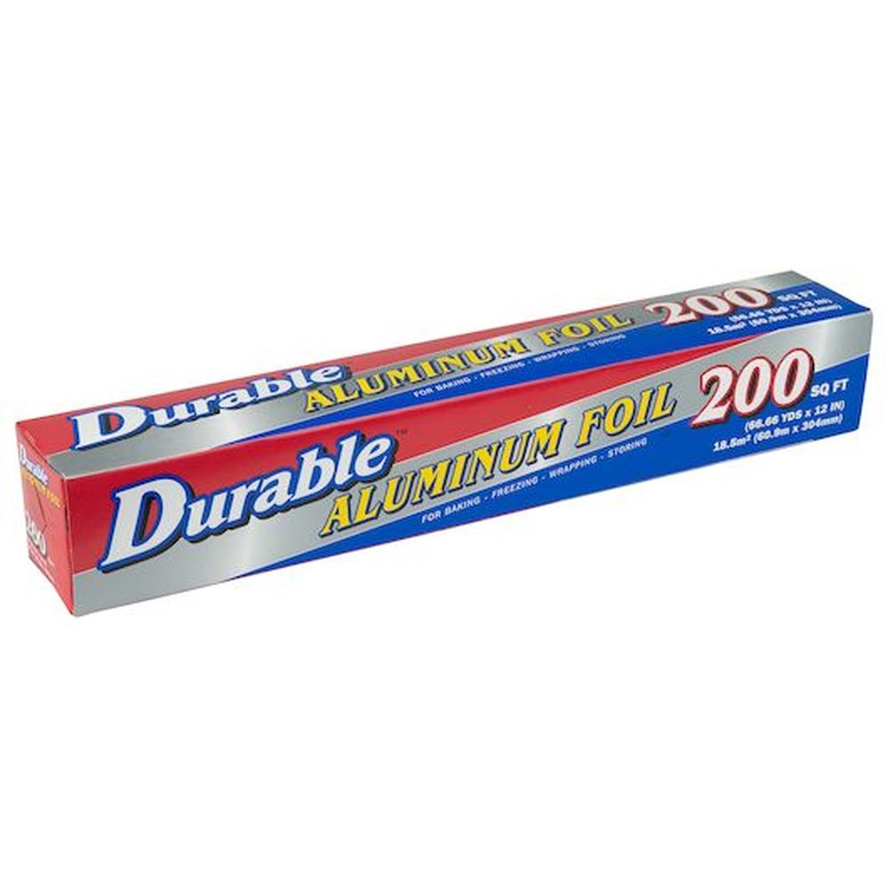 Durable Packaging 12 Inch X 200 Feet Aluminum Foil Roll, 12 Count