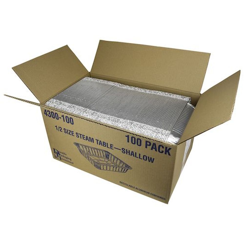 Durable Packaging Half Size Shallow Aluminum Steam Table Pan, 100 count