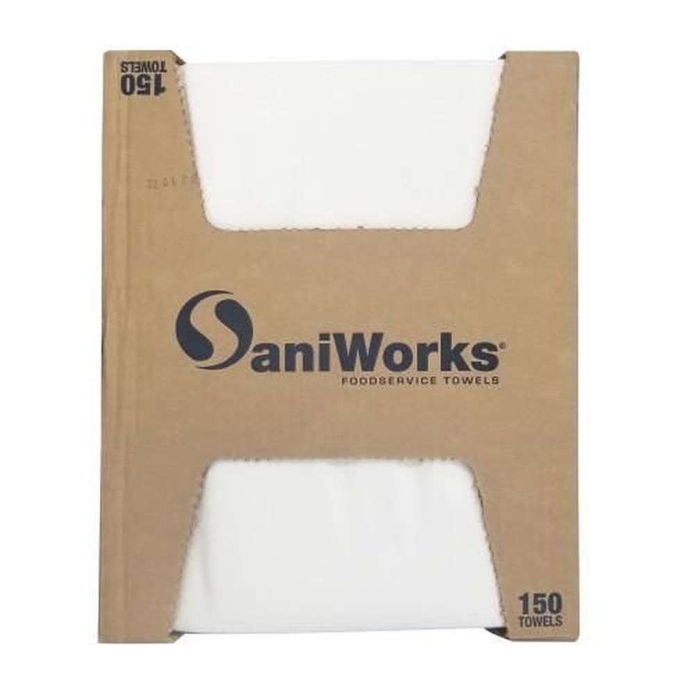 Sani Works 1/4 Fold White Poly Rayon Antimicrobial Deluxe Towel, 13 X 21 Inch -- 150 Per Case