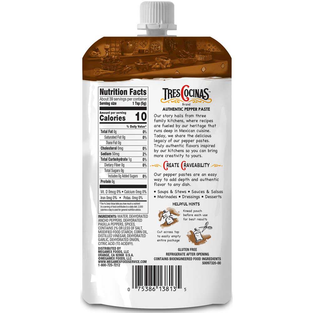 Megamex Tres Cocinas Ancho And Pasilla Authentic Pepper Paste, 7 Ounce -- 6 Per Case
