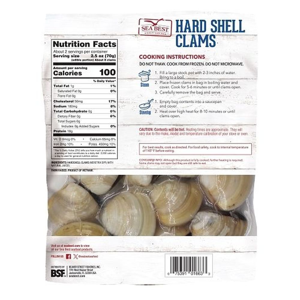 Sea Best 17 to 22 Count Hard Shell Clams, 1 Pound -- 10 per case