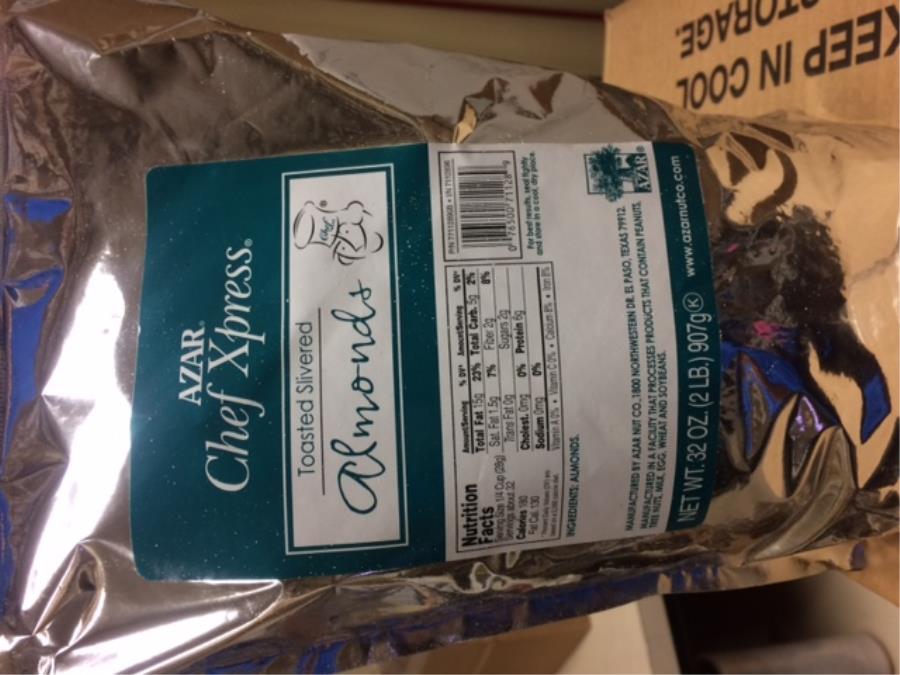 Chef Xpress Blanched Slivered Toasted Unsalted Almond, 2 Pound -- 3 Per Case