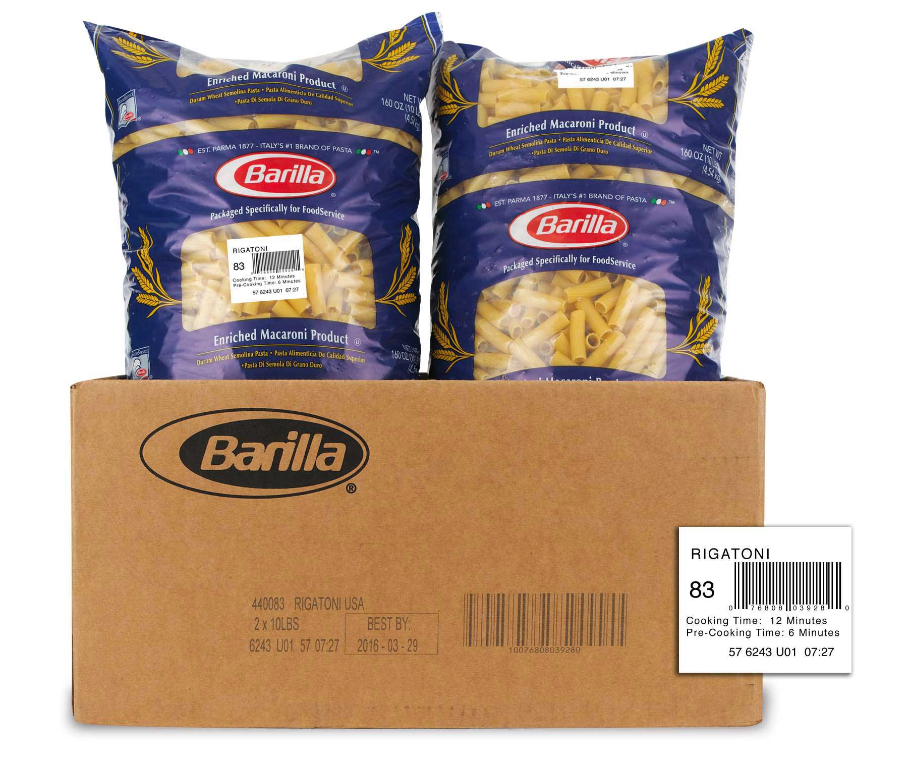 Barilla Rigatoni Pasta, 10 Pound -- 2 Per Case