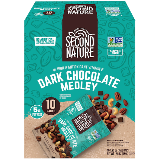 Second Nature Dark Chocolate Peanuts Medley Trail Mix, 1.25 Ounce -- 40 Per Case