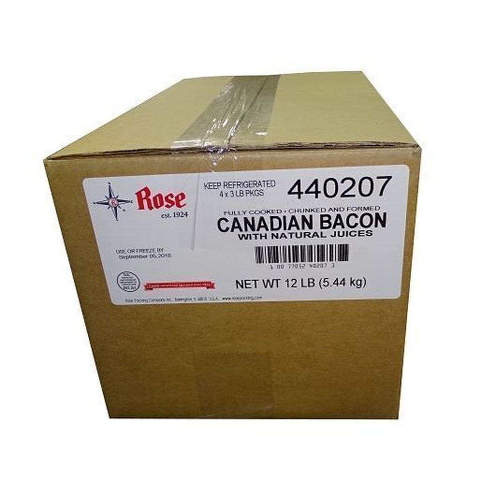 Rose Packing Fully Cooked Chunked and Formed Canadian Bacon with ...