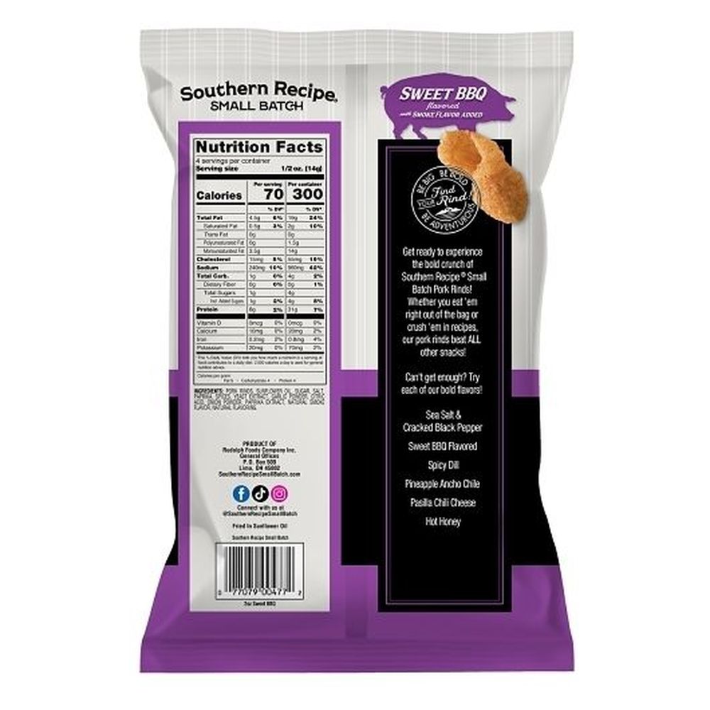 Southern Recipe Small Batch Sweet Bbq Pork Rinds, 2 Ounce -- 6 Per Case