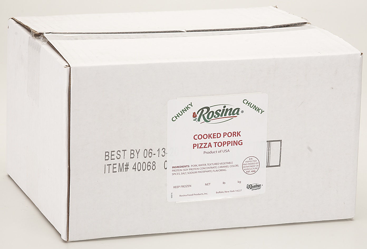 Rosina Food Chunky Style Pork - Pizza Topping, 10 Pound