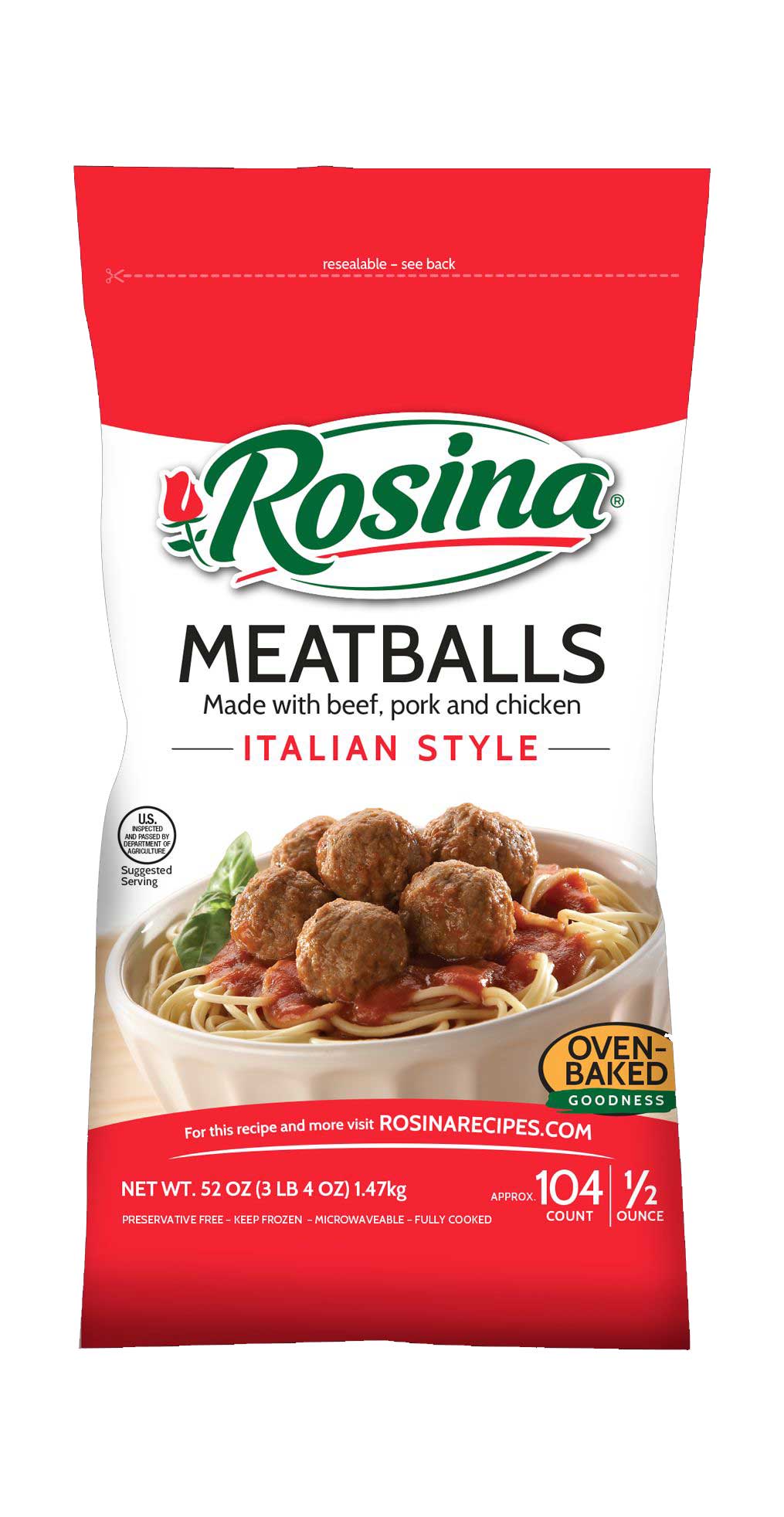 Rosina Italian Style Meatball, 52 Ounce -- 8 Per Case