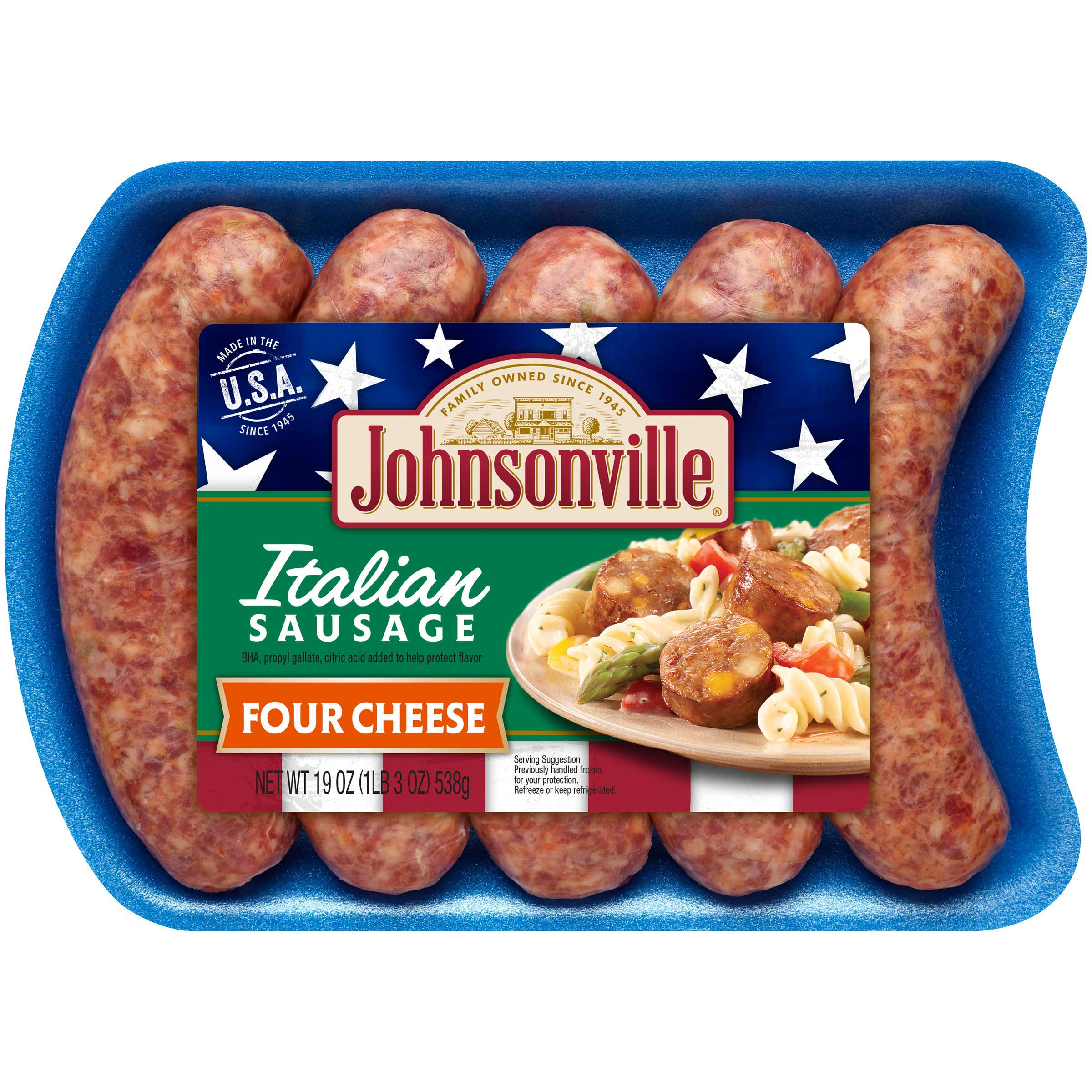Johnsonville Italian Four Cheese Sausage Link, 19 Ounce -- 12 per case.