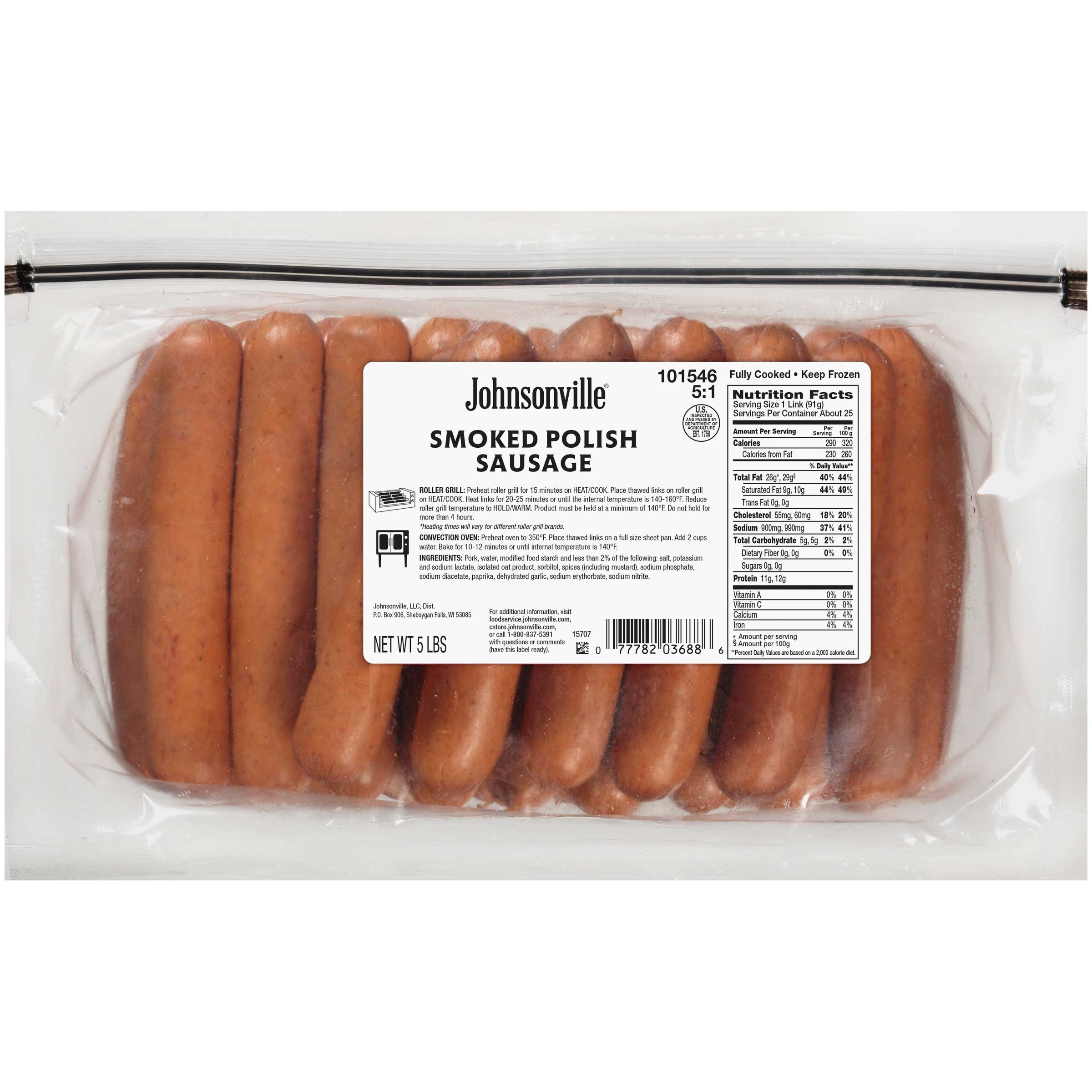 Johnsonville Skinless Smoked Polish Sausage Case FoodServiceDirect
