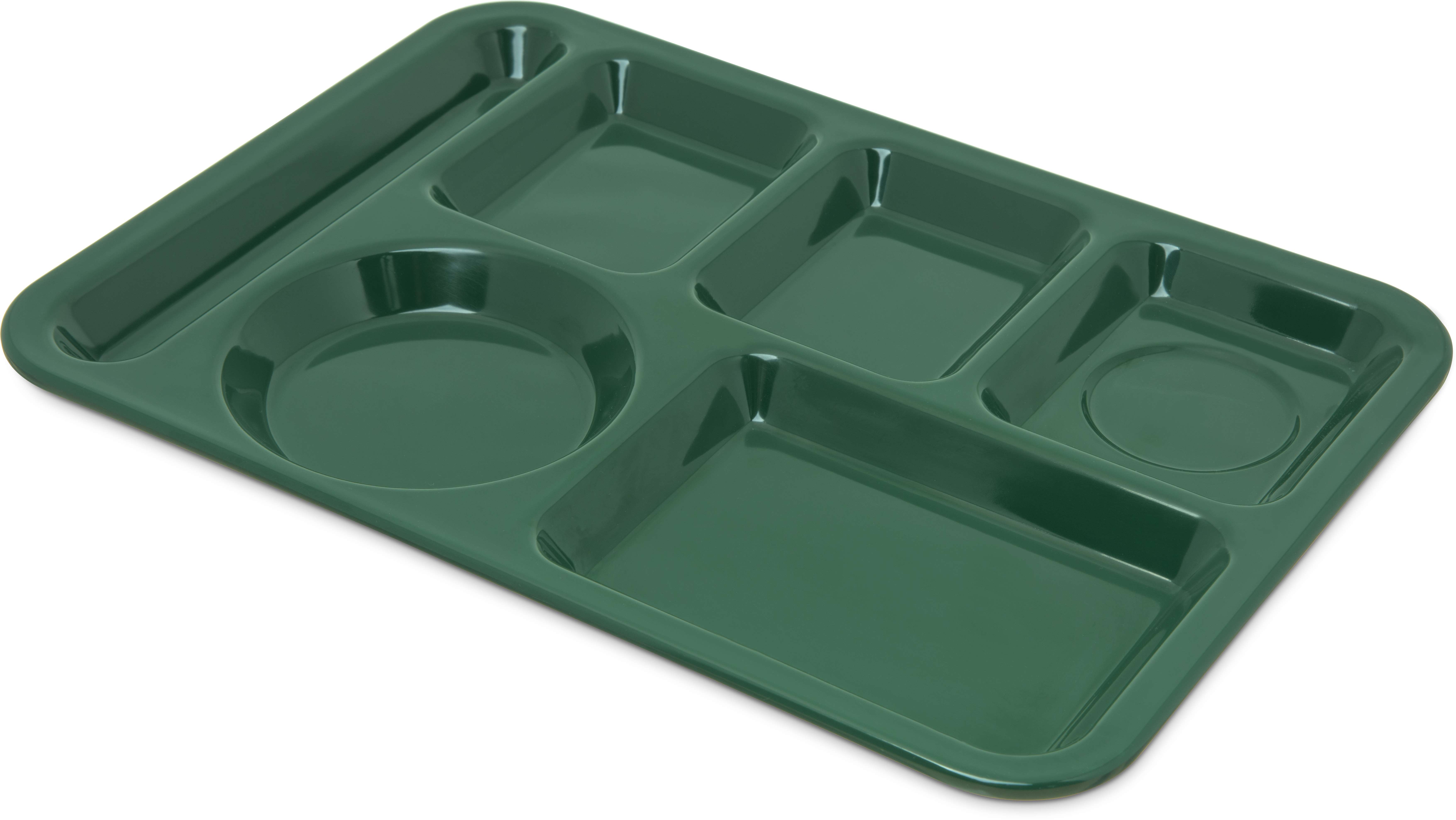 Carlisle Melamine Forest Green Left Hand Heavyweight 6 Compartment Tray -- 12 Per Case