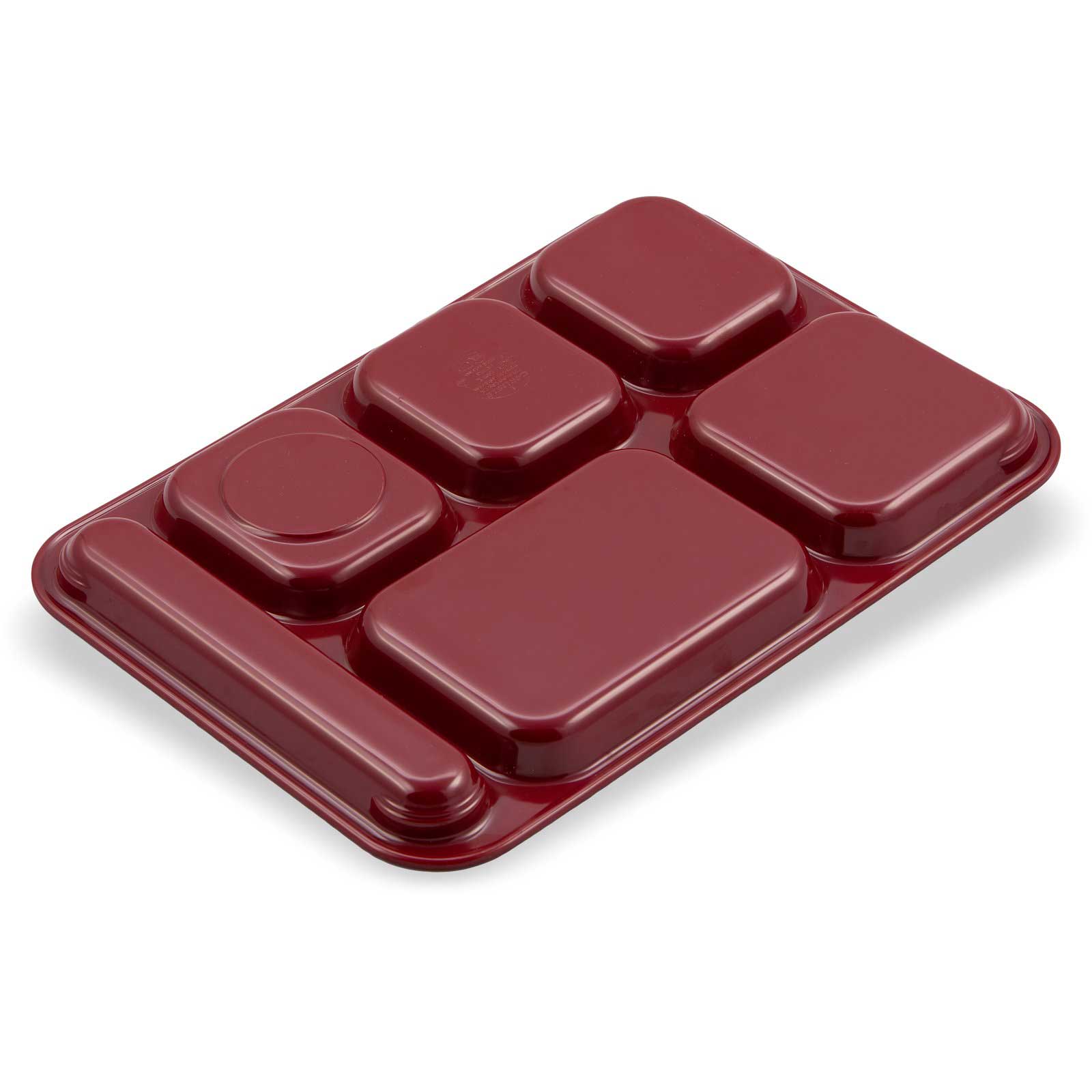 Carlisle Melamine Cranberry Right Handed 6 Compartment Tray -- 12 Per Case
