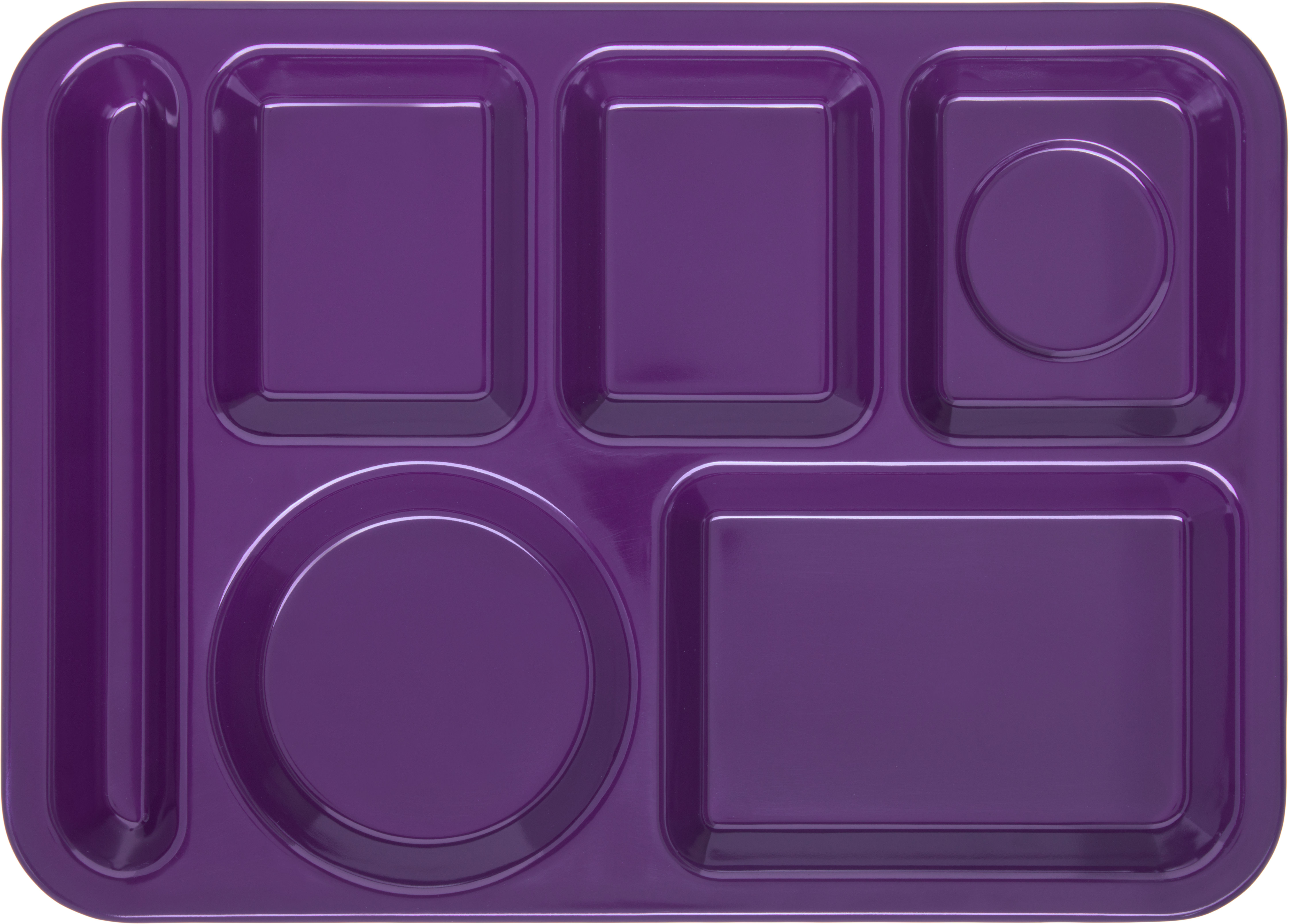 Carlisle Melamine Purple 6 Compartment Heavy Weight Left Hand Tray, 10 X 14 Inch -- 12 Per Case