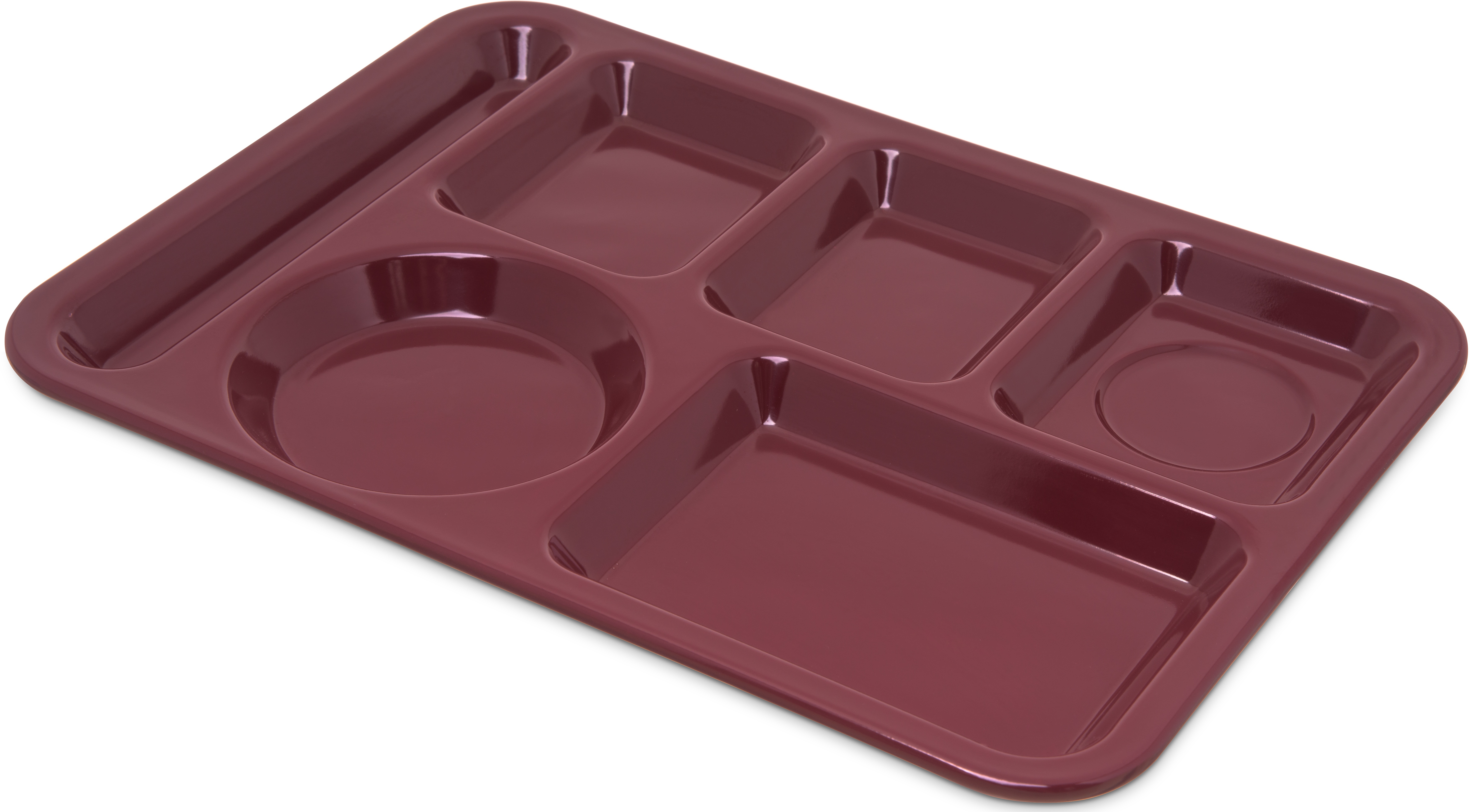 Carlisle Melamine Dark Cranberry 6 Compartment Heavy Weight Left Handed Tray, 10 X 14 Inch -- 12 Per Case
