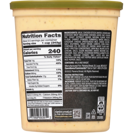 Panera Bread Broccoli Cheddar Soup, 32 Ounce -- 6 Per Case