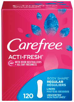 Carefree Acti Fresh Body Shape Regular Unscented Pantiliner, 120 Count -- 4 Per Case
