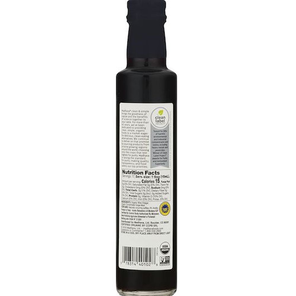 Madhava Organic Balsamic Vinegar of Modena, 8.45 Ounce -- 6 per case