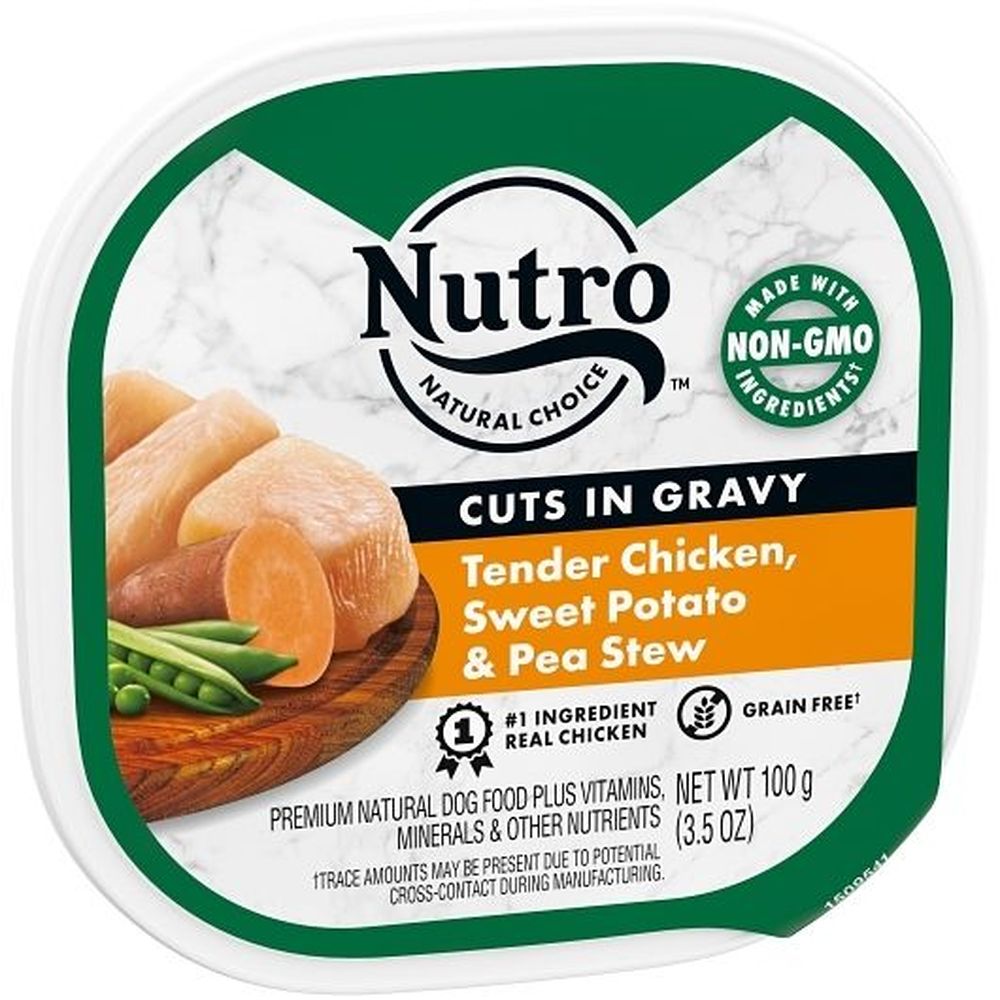 Nutro Grain Free Cuts In Gravy Tender Chicken, Sweet Potato And Pea Stew Wet Dog Food, 3.5 Ounce Tray -- 24 Per Case