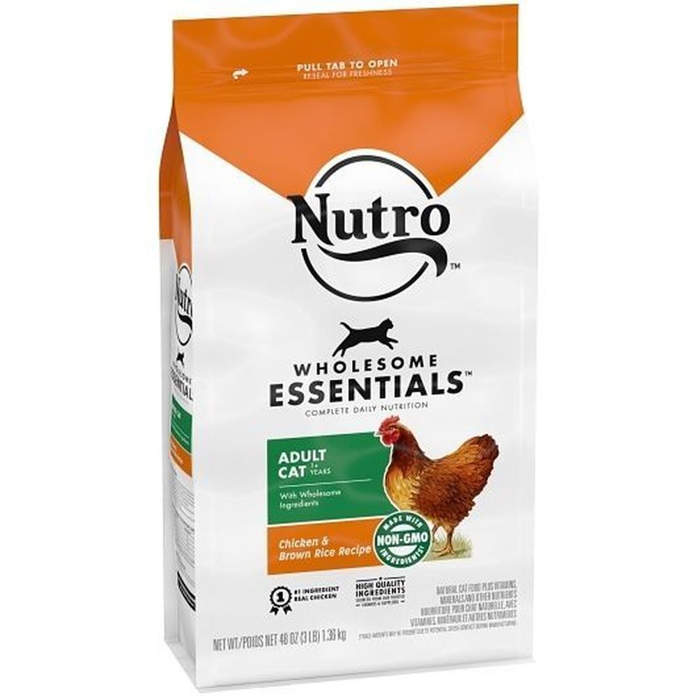Nutro Wholesome Essentials Natural Chicken And Brown Rice Dry Cat Food, 3 Pound -- 4 Per Case