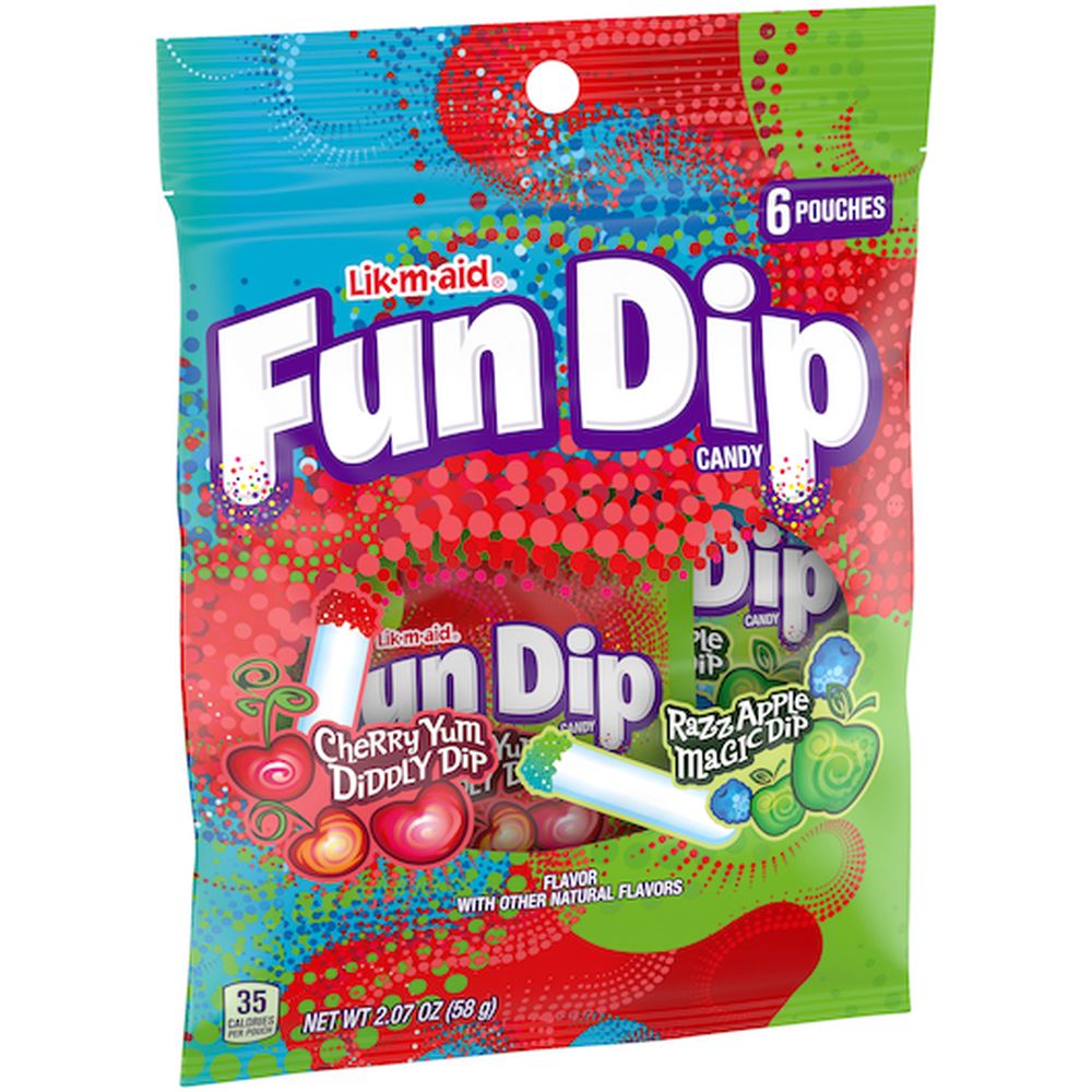 Lik-m-aid Fun Dip Cherry And Apple Candy, 2.07 Ounce -- 12 Per Case