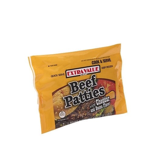 Extra Value Cheddar and Bacon Flavor Beef Patties, 0.5 Pound -- 2