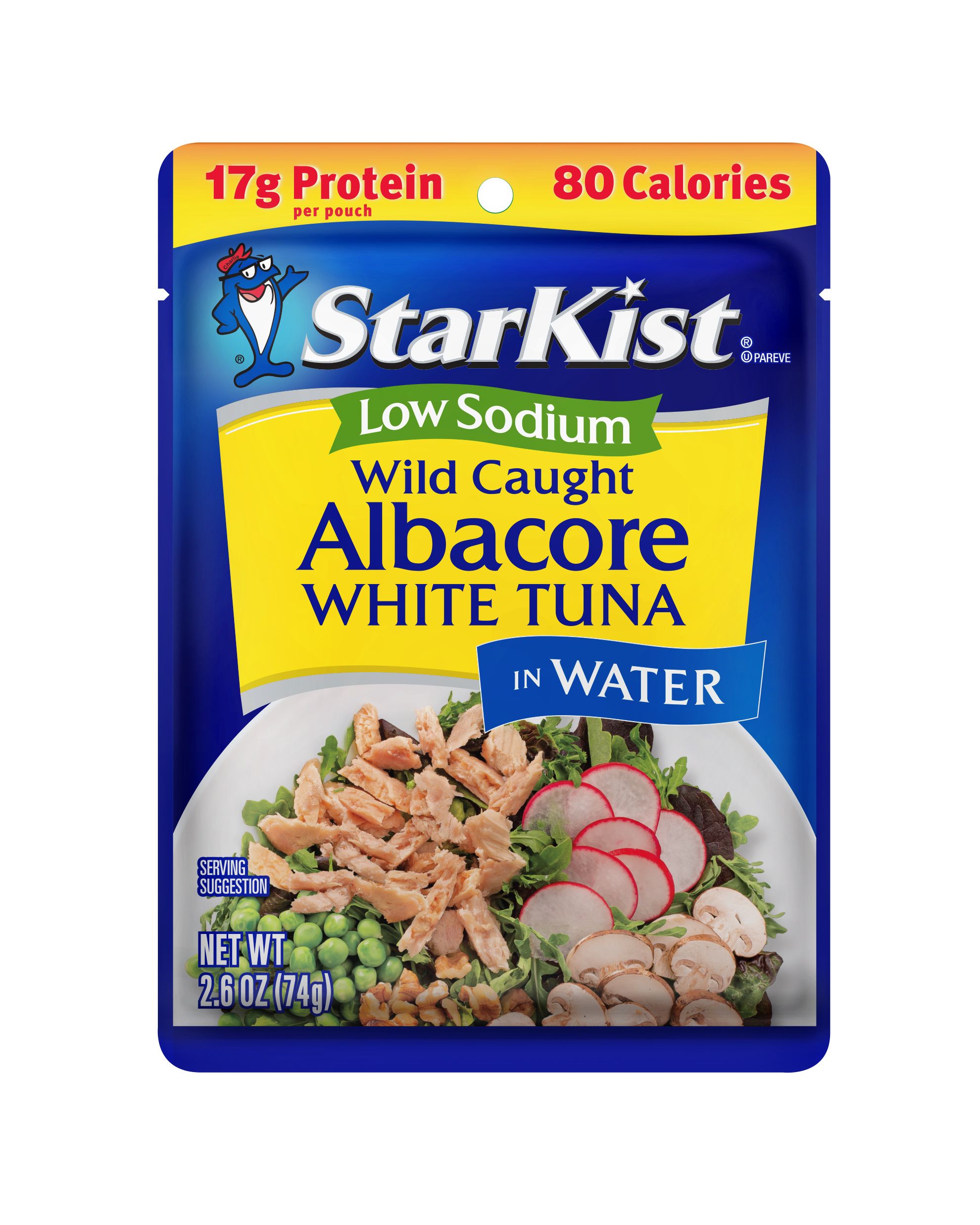 StarKist Low Sodium Albacore White Tuna In Water, 2.6 Ounce Pouch -- 24 per case.