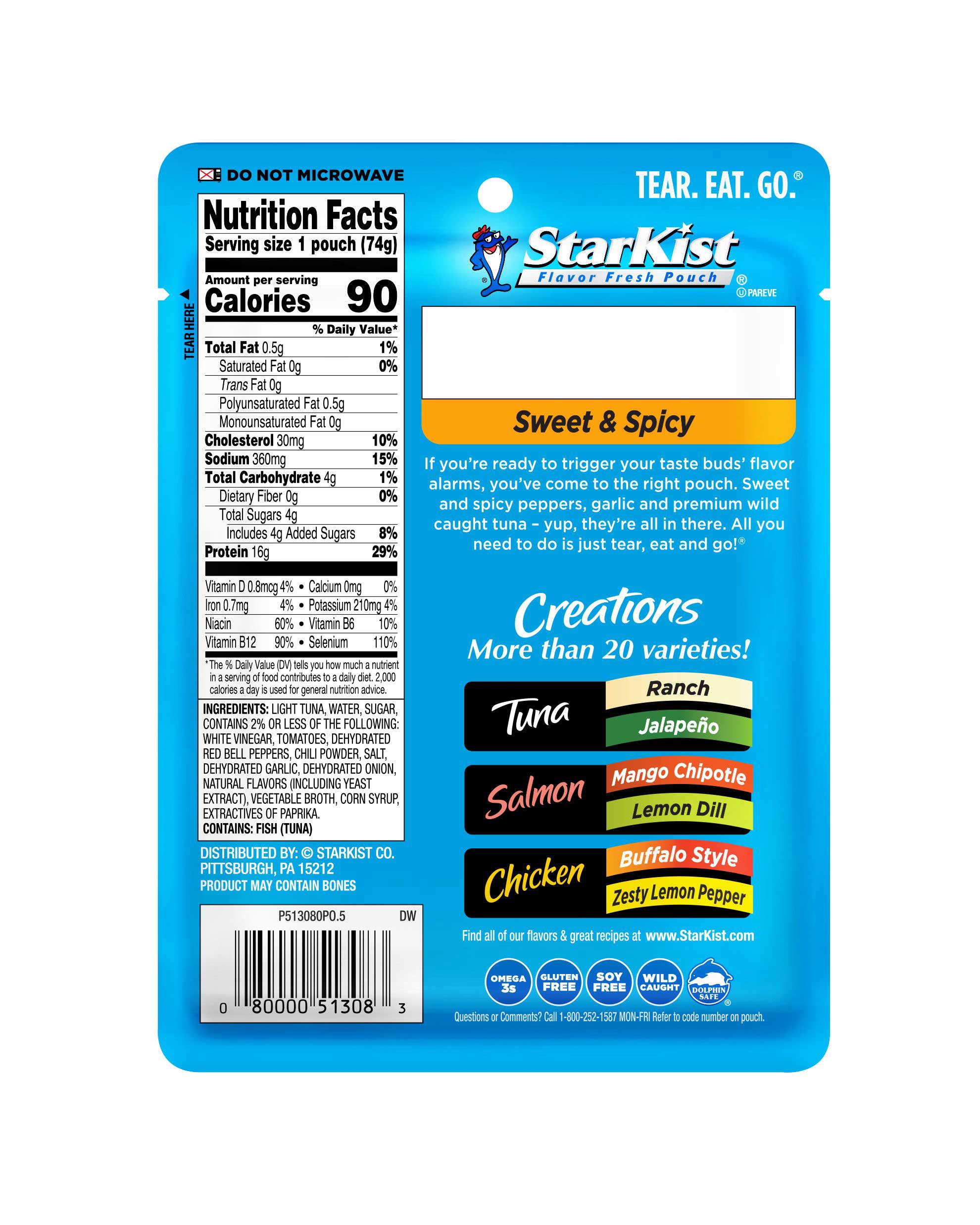 Starkist Tuna Creations Sweet And Spicy Chunk Light Tuna, 2.6 Ounce -- 24 Per Case