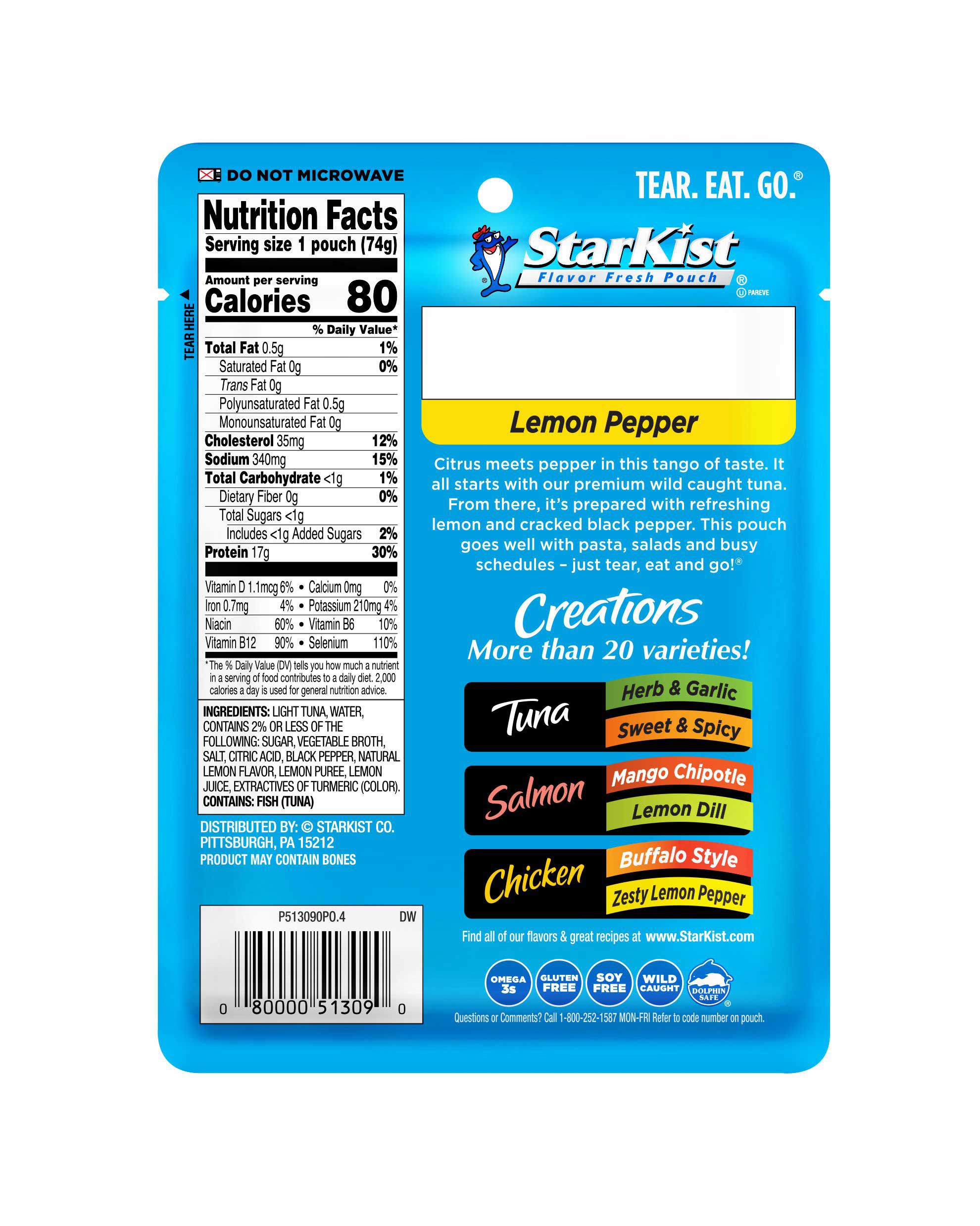 Starkist Tuna Creations Lemon Pepper Tuna, 2.6 Ounce -- 24 Per Case