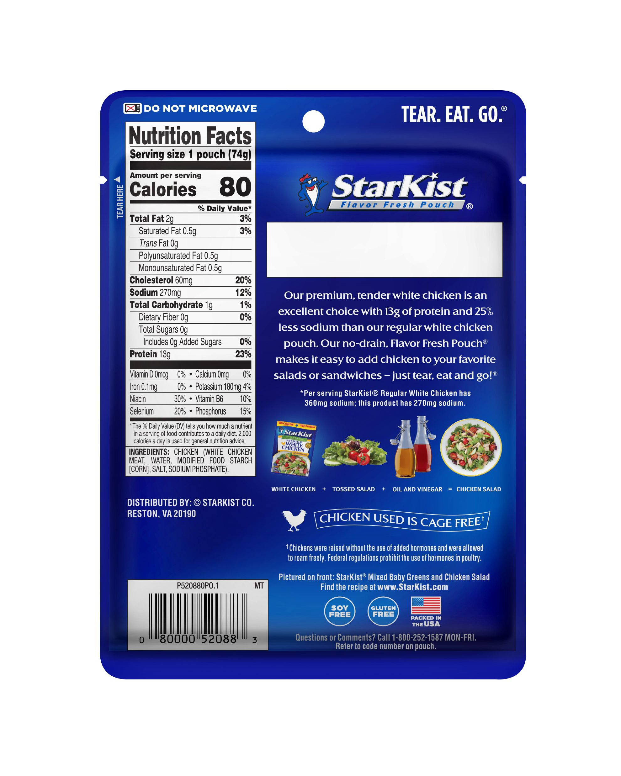 Starkist 25 Percent Less Sodium Premium White Chicken, 2.6 Ounce -- 12 Per Case