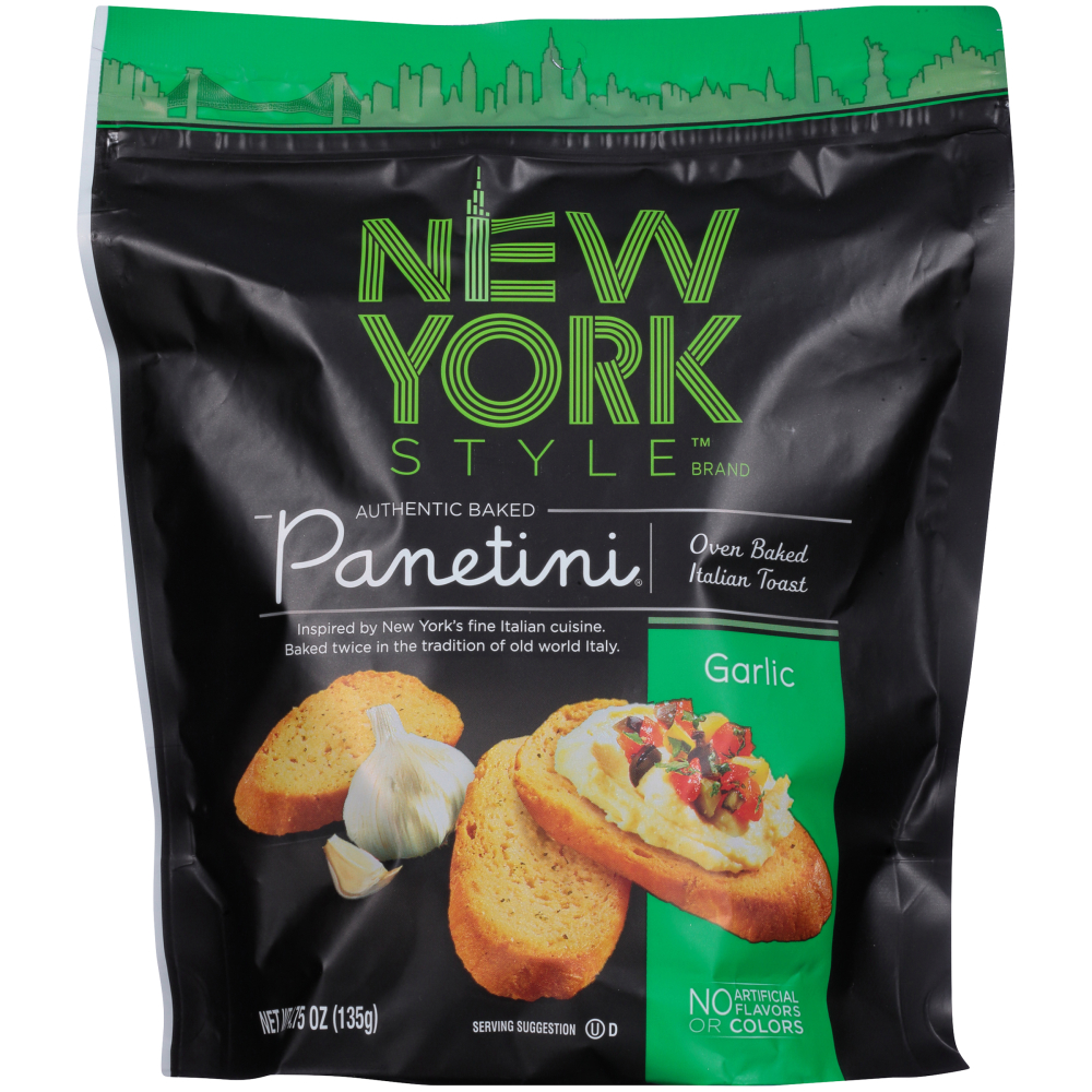 New York Style Hole Punch Garlic Panetini Paunches, 4.75 Ounce -- 12 Per Case