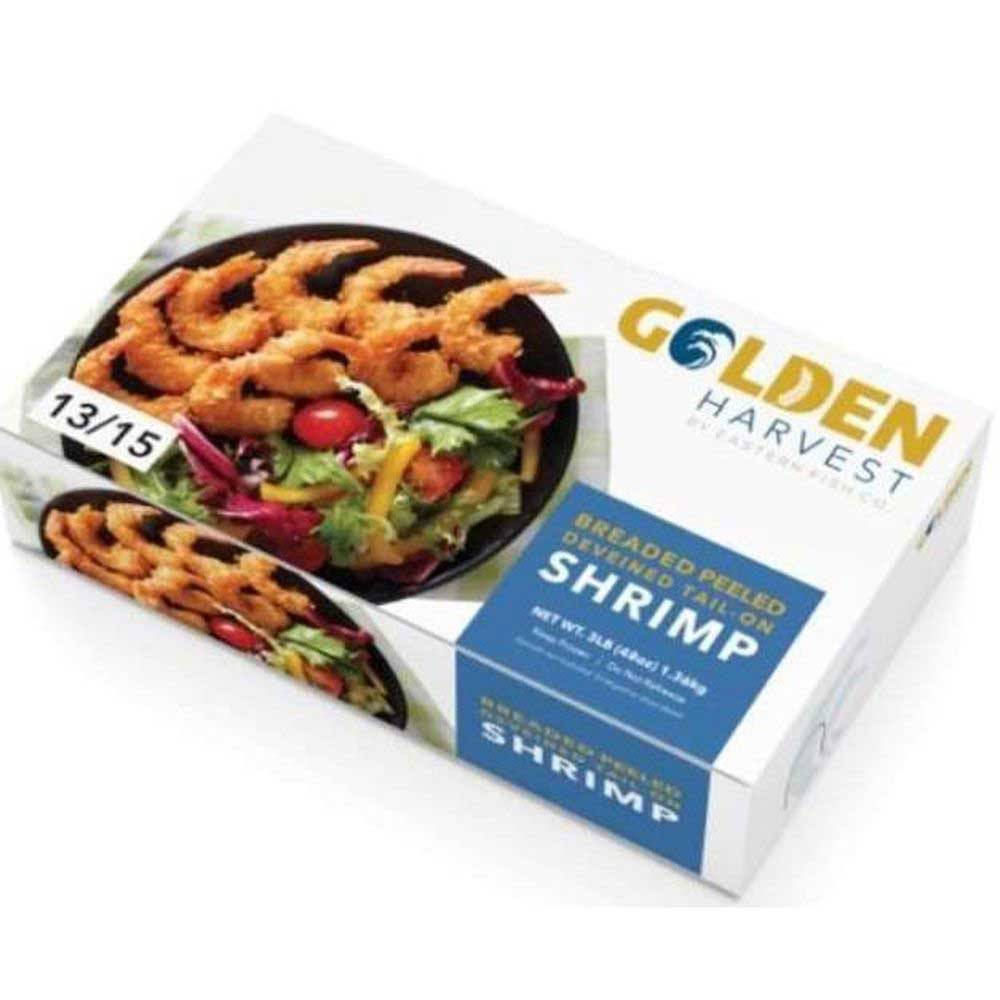 Golden Harvest 13/15 Count Breaded Butterfly Clean Tail Shrimp, 3 Pound -- 4 Per Case