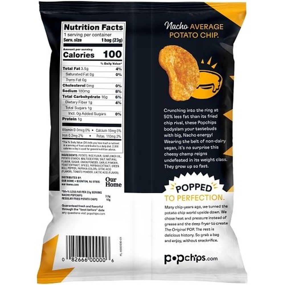 Popchips Nacho Potato Chips, 0.8 Ounce -- 24 Per Case