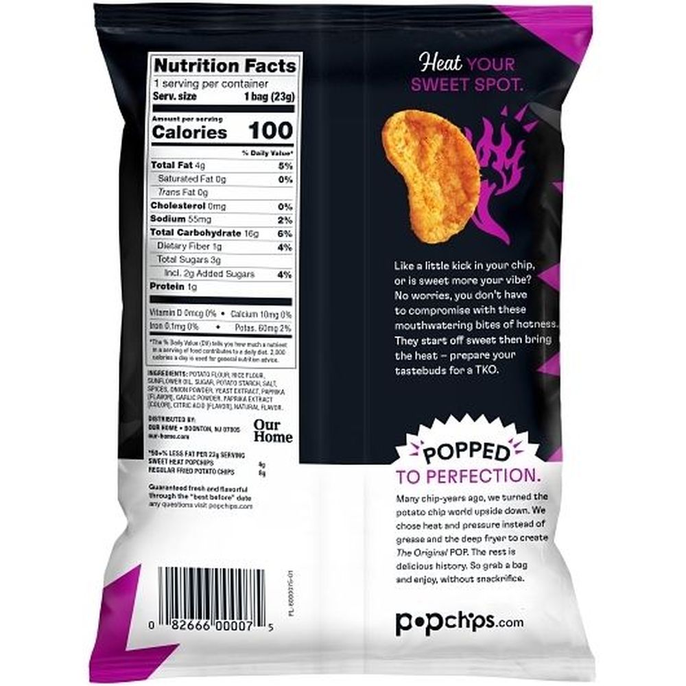 Popchips Sweet Heat Potato Chips, 0.8 Ounce -- 24 Per Case