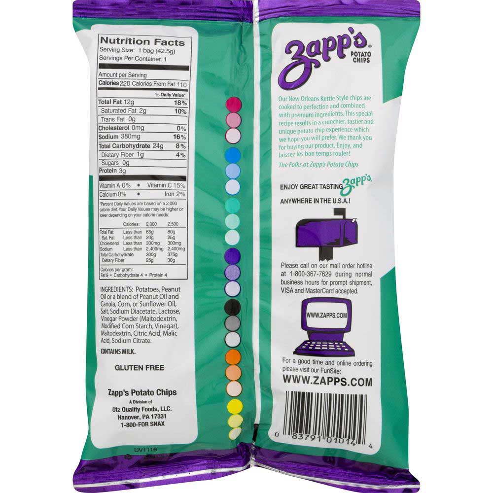 Zapp's Salt And Vinegar Potato Chips, 1.5 Ounce -- 60 Per Case