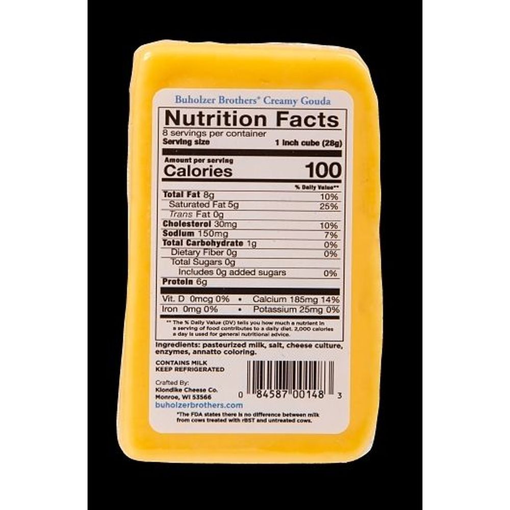 Buholzer Brothers Creamy Gouda Cheese, 8 Ounce -- 12 Per Case