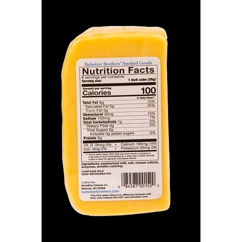 Buholzer Brothers Naturally Smoked Gouda Cheese, 8 Ounce -- 12 Per Case