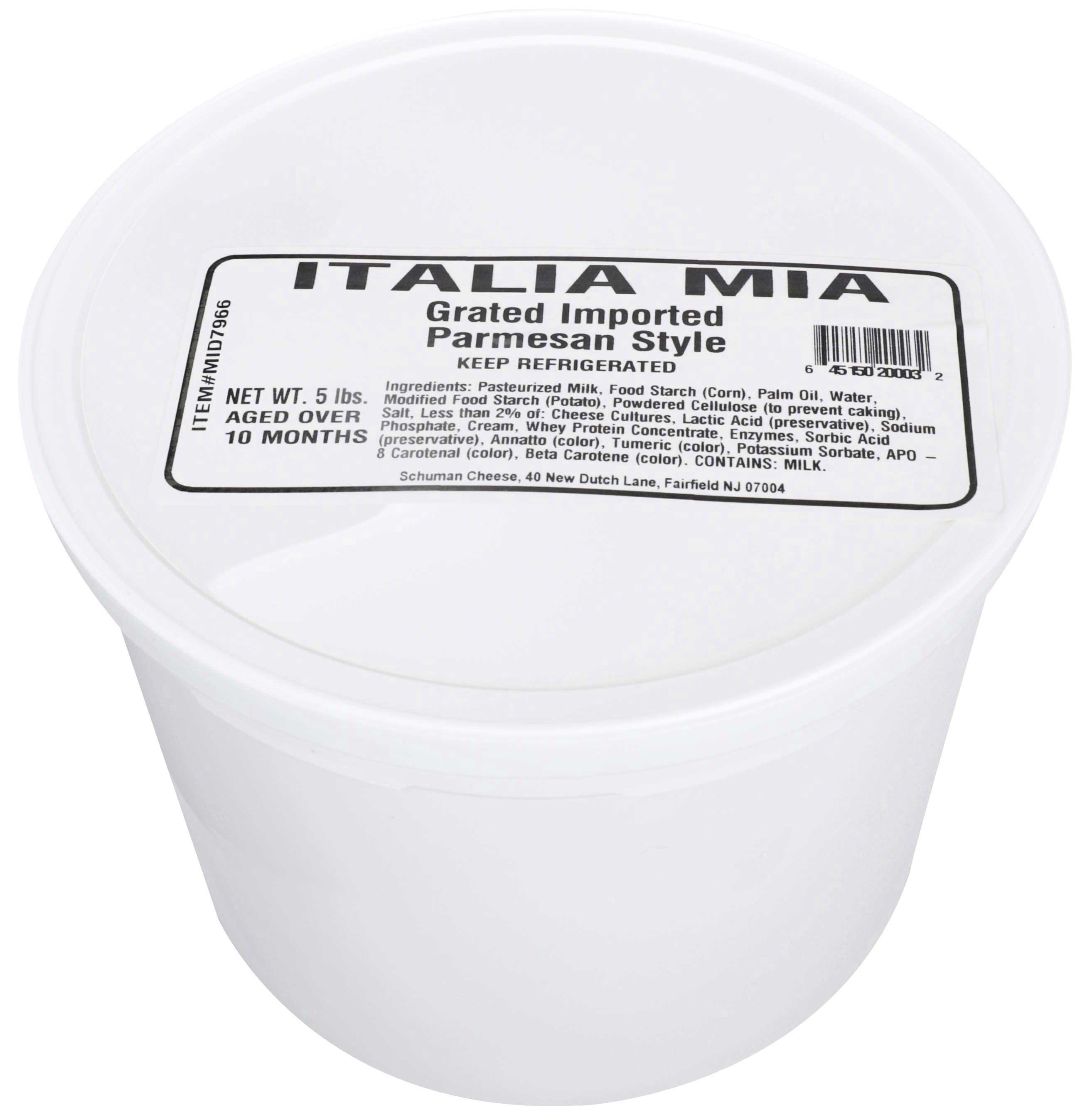 Arthur Schuman Italian Mia Grated Parmesan Cheese, 5 Pound -- 4 Per Case