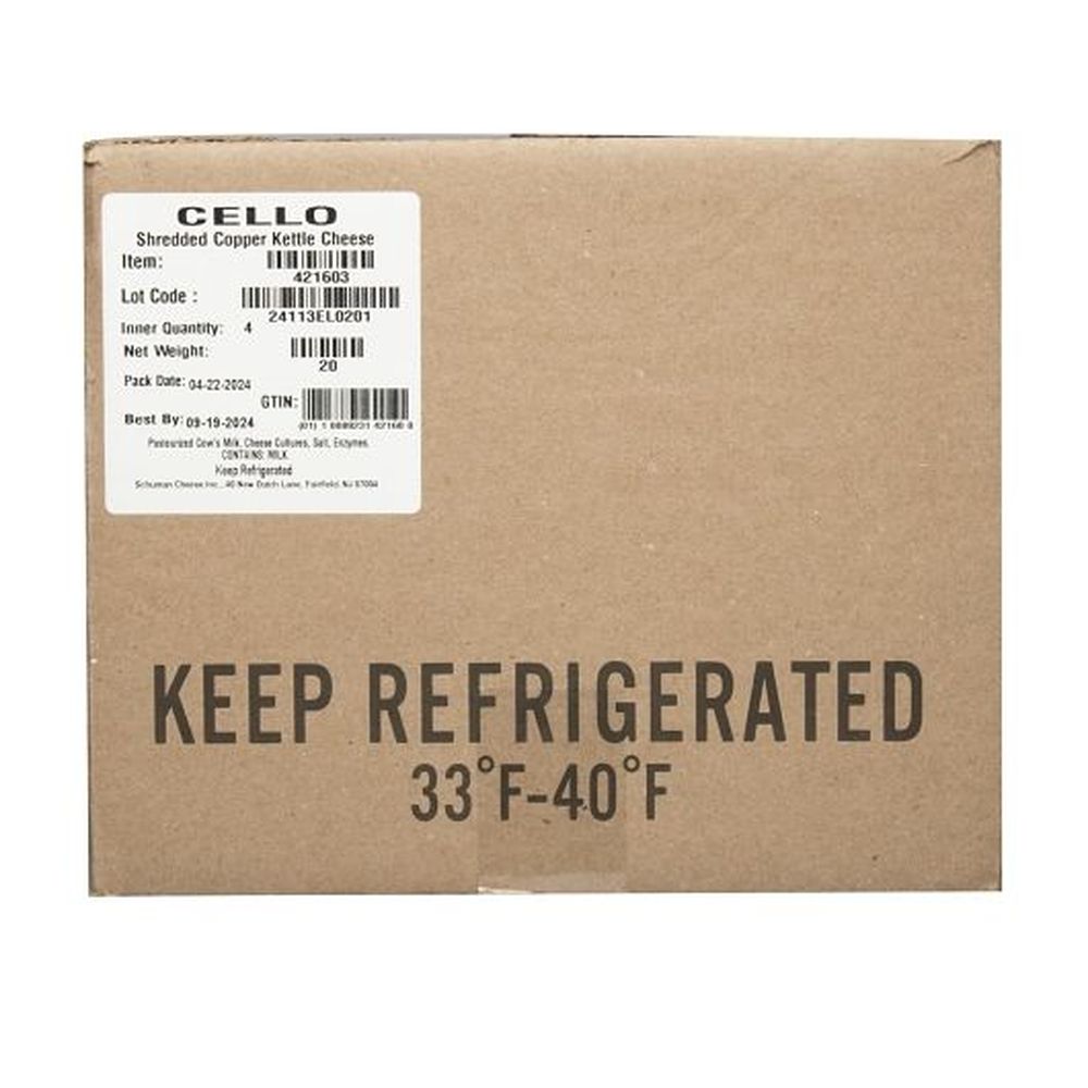 Cello Copper Kettle Shredded Cheese, 5 Pound -- 4 Per Case