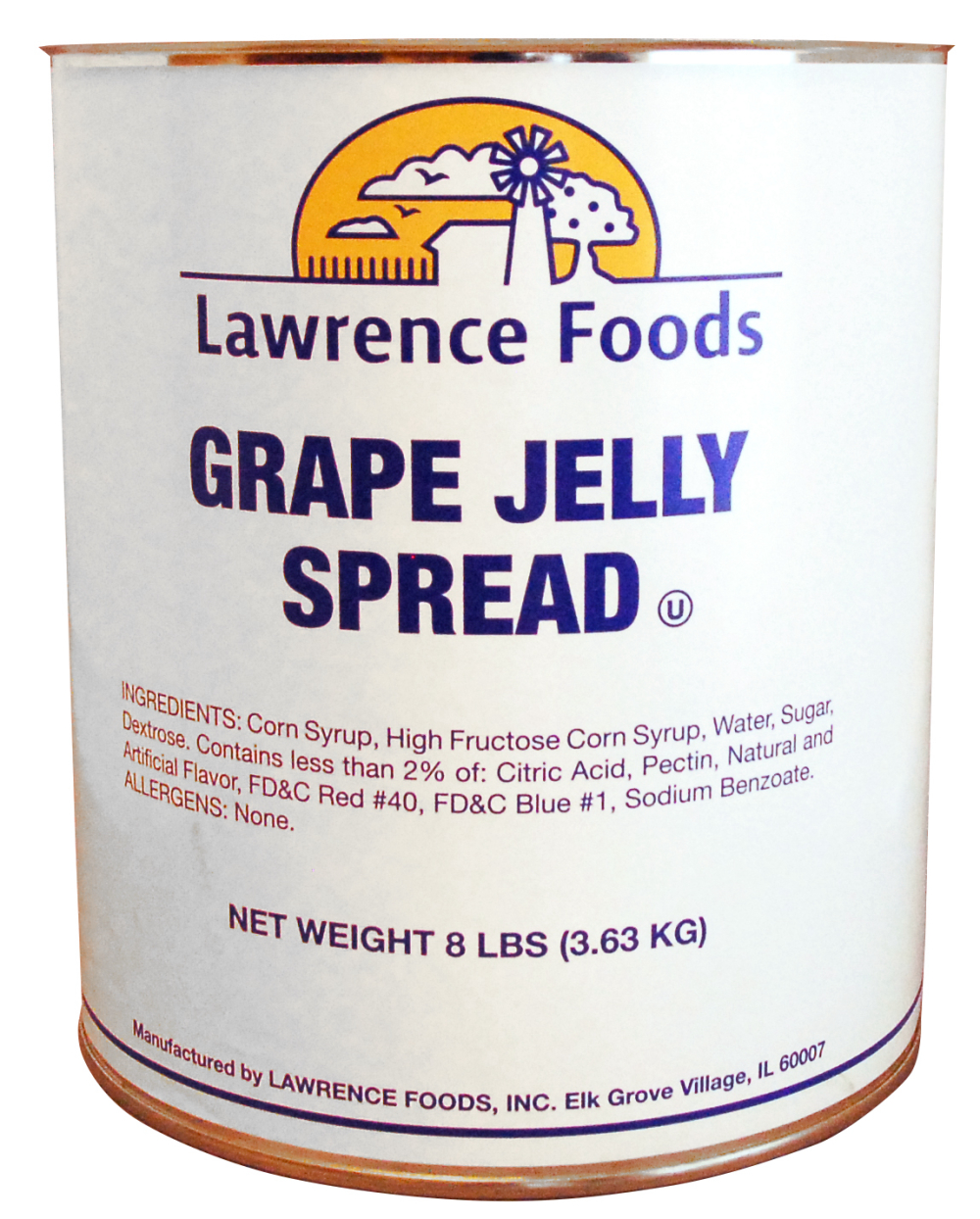 Lawrence Foods Grape Spread Jelly, 8 Pound -- 6 Per Case