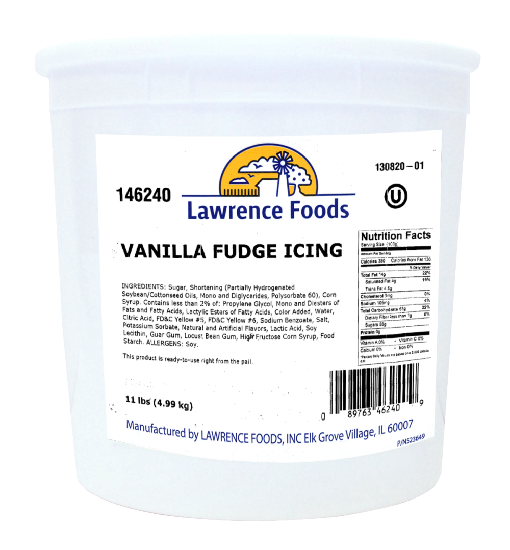 Lawrence Foods Vanilla Fudge Icing, 11 Pound -- 2 per case