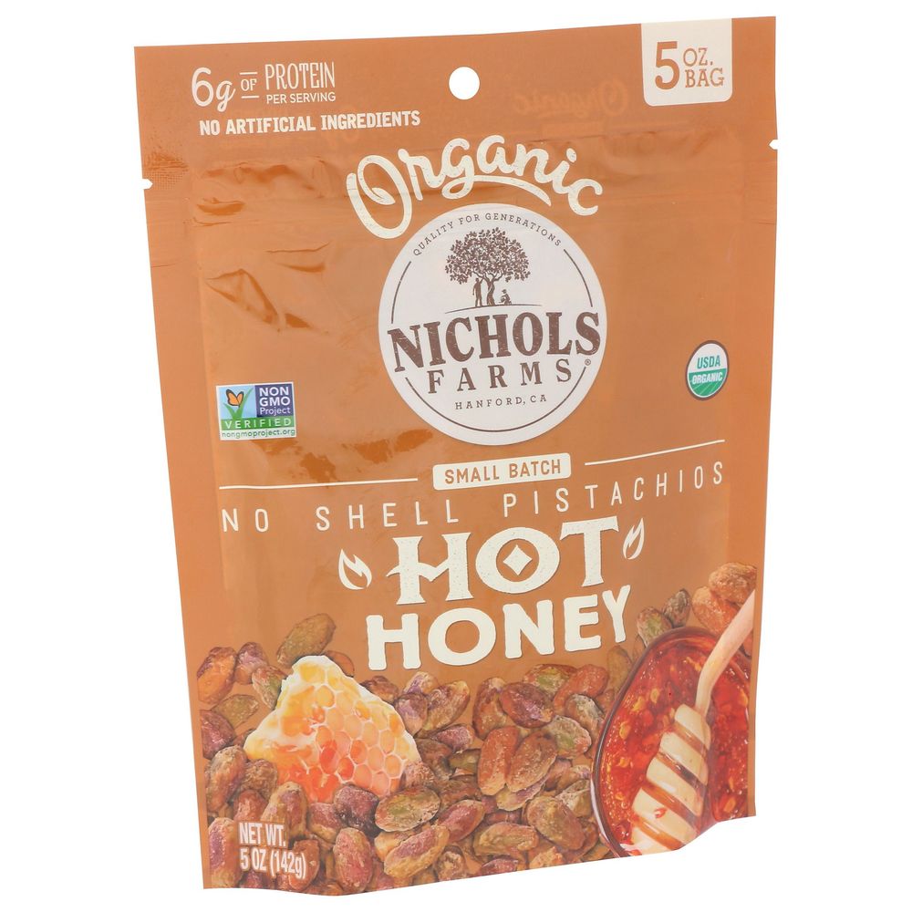 Nichols Farms Organic Hot Honey No Shell Pistachios, 5 Ounce -- 12 Per Case