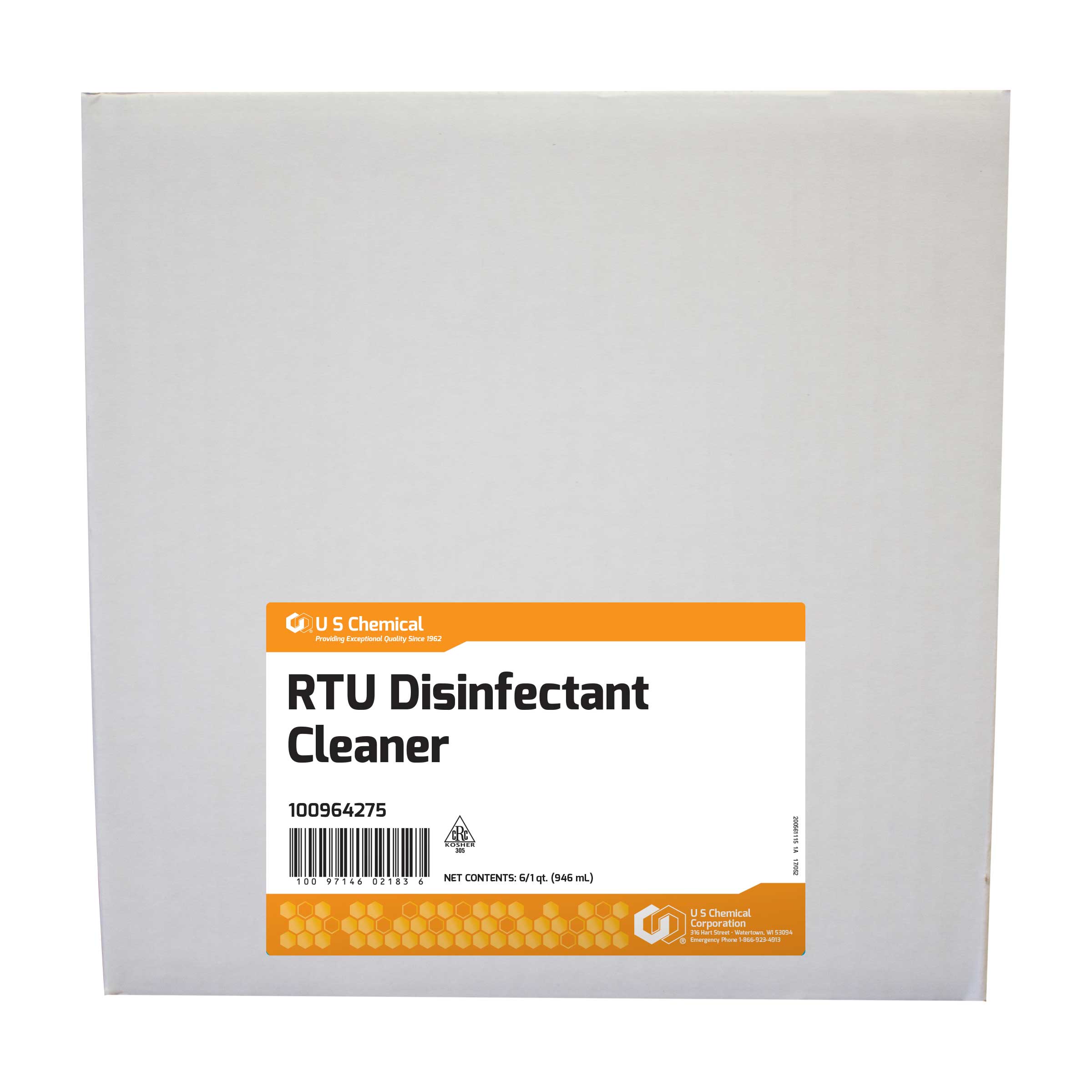 U S Chemical Ready To Use Disinfectant Cleaner, 1 Quart -- 6 Per Case