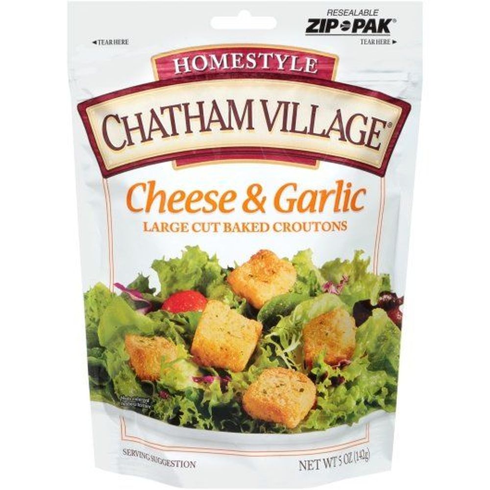 Chatham Village Cheese And Garlic Large Cut Crouton, 5 Ounce -- 12 Per Case