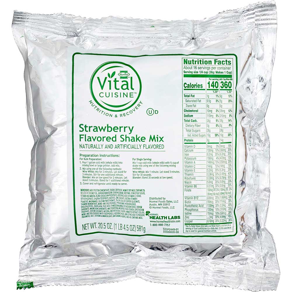 Hormel Vital Cuisine Shake Mix, Strawberry Flavor, 20.5 Ounce -- 6 Per Case