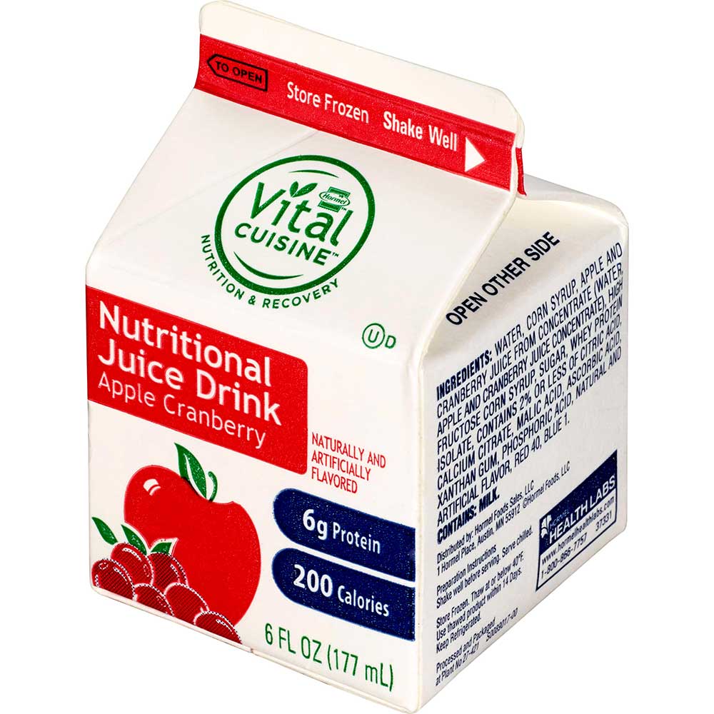 Hormel Vital Cuisine Nutritious Juice Drinks, Apple Cranberry, 6 Ounce -- 50 Per Case